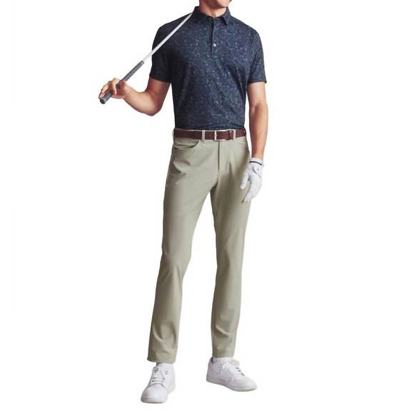 NEW RHONE golf sport polo shirt in true navy/ jungle green paisley - Picture 3 of 5